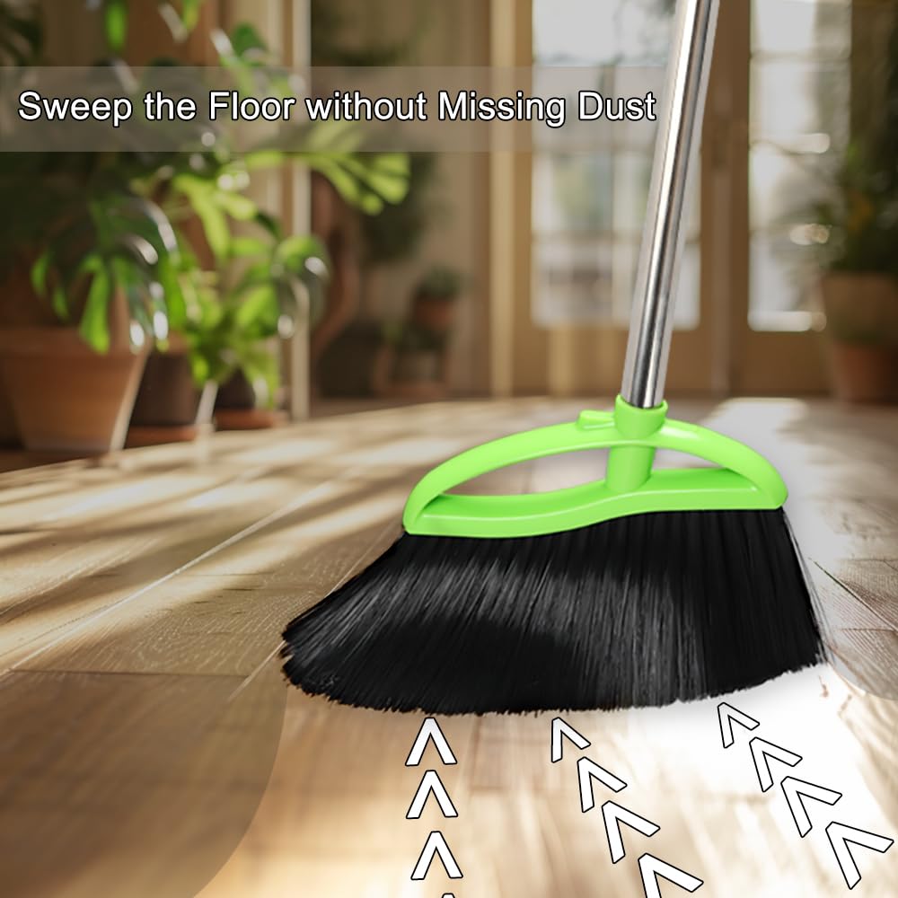 Soft Bristles Green Angle Broom Long Handle Indoor Broom for Hardwood Floor Sweeping Floor Cleaning Broom