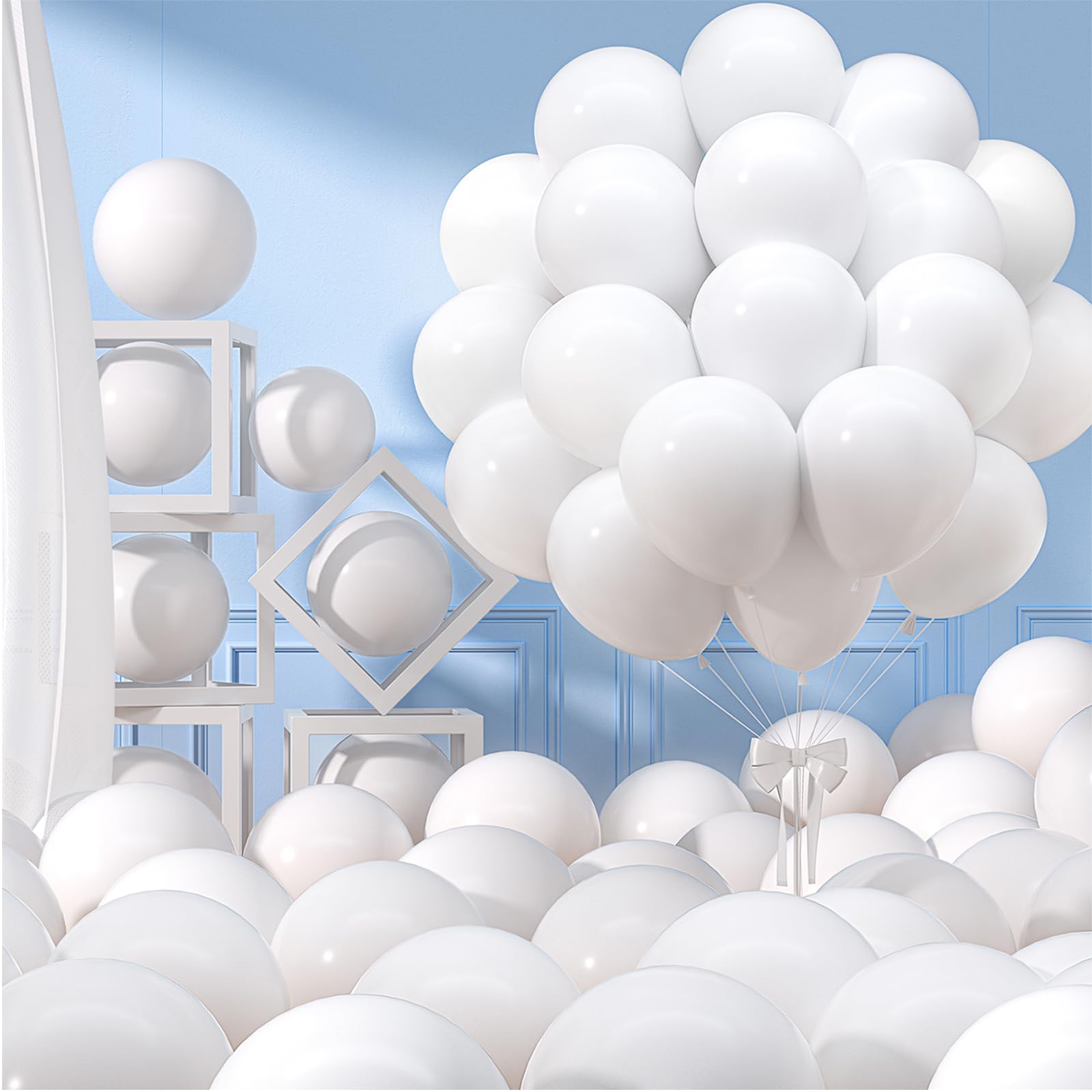 110pcs White Balloons 12 Inch White Latex Balloon Garland Arch Kit for Birthday Baby Shower Wedding Anniversary Graduation Party Decorations