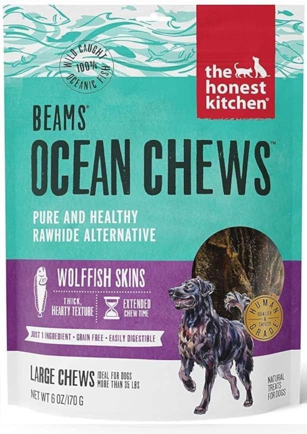 Aurora Pet Bundle (3) Ocean Chews Wolfish Skins Dehydrated Dog Treats (6-oz Each) with AuroraPet Wipes