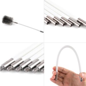 50-inch Long Tent Wood Burning Stove Pipe Cleaning Brush with Stainless Steel Bristles, and Chimney Cleaning Wire Brush with 4 Flexible Rods, 3.5'' Brush Heads