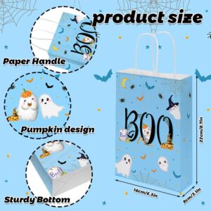 MEHOFOND Halloween Party Gifts Bags Little Boo Gift Bags Blue Halloween Candy Bags Treat Bags Boo Theme Birthday Baby Shower Party Supplies for Boys Halloween Party Favors 24 Pcs