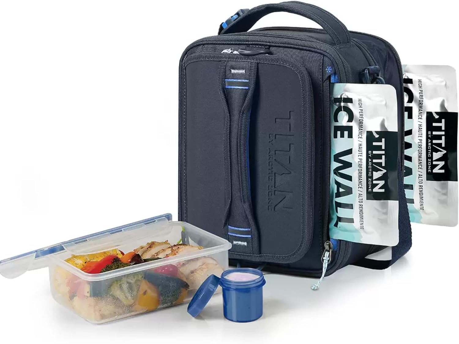 Titan by Arctic Zone Expandable Lunch Box (Navy Blue/Royal Blue), Small