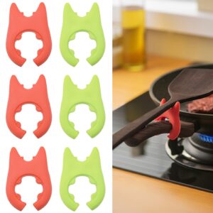 6 pack silicone pot holders, pot clip spoon rest, adjustable kitchen utensil rest for placing spoons and spatulas after cooking in a steamer utensil rest, non-slip spoon holder stove organizer