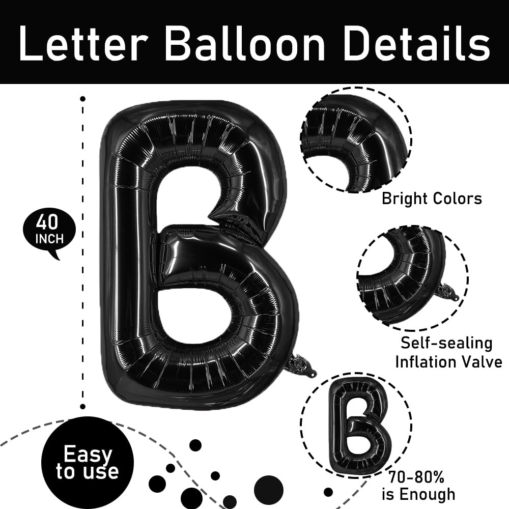 Black Bride Balloons 40 Inch Wedding Balloons Bachelorette Balloons Letter Balloons for Wedding Party Supplies Engagement Party Decoration Bridal Shower Decor Party Balloon Sets-5 Pcs