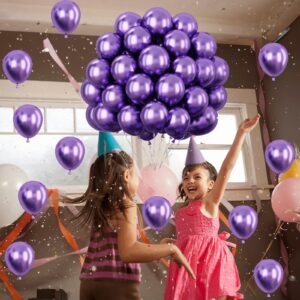 Metallic Purple Balloons, 100 Packs 5 Inches Chrome Purple Latex Balloons Small Purple Balloons Purple Party Decoration for Girls Women Birthday Baby Shower Wedding Graduation Butterfly Theme Party