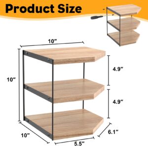 JBESUHI 3-Tier Wood Counter Corner Shelf Organizer-Plate Organizer for Cabinet Countertop Storage - Vanity Counter Corner Shelf, Skincare | Plates | Cups | Bowls (Wood+Black)