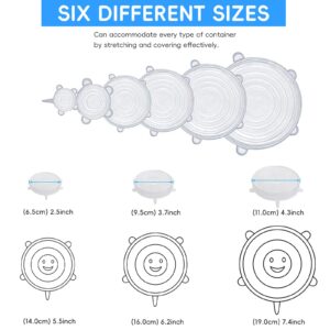 12PCS Silicone Stretch Lids for Food Storage, 6 Specifications of Reusable Silicone Bowl Cover, Suitable for Various Food Containers, High and Low Temperature Scenarios (Microwave Ovens, Freezers)