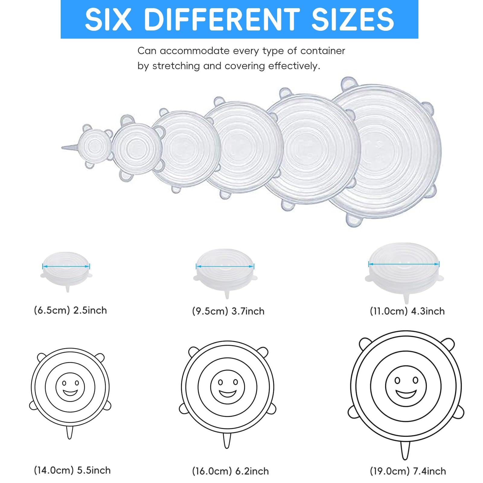 12PCS Silicone Stretch Lids for Food Storage, 6 Specifications of Reusable Silicone Bowl Cover, Suitable for Various Food Containers, High and Low Temperature Scenarios (Microwave Ovens, Freezers)