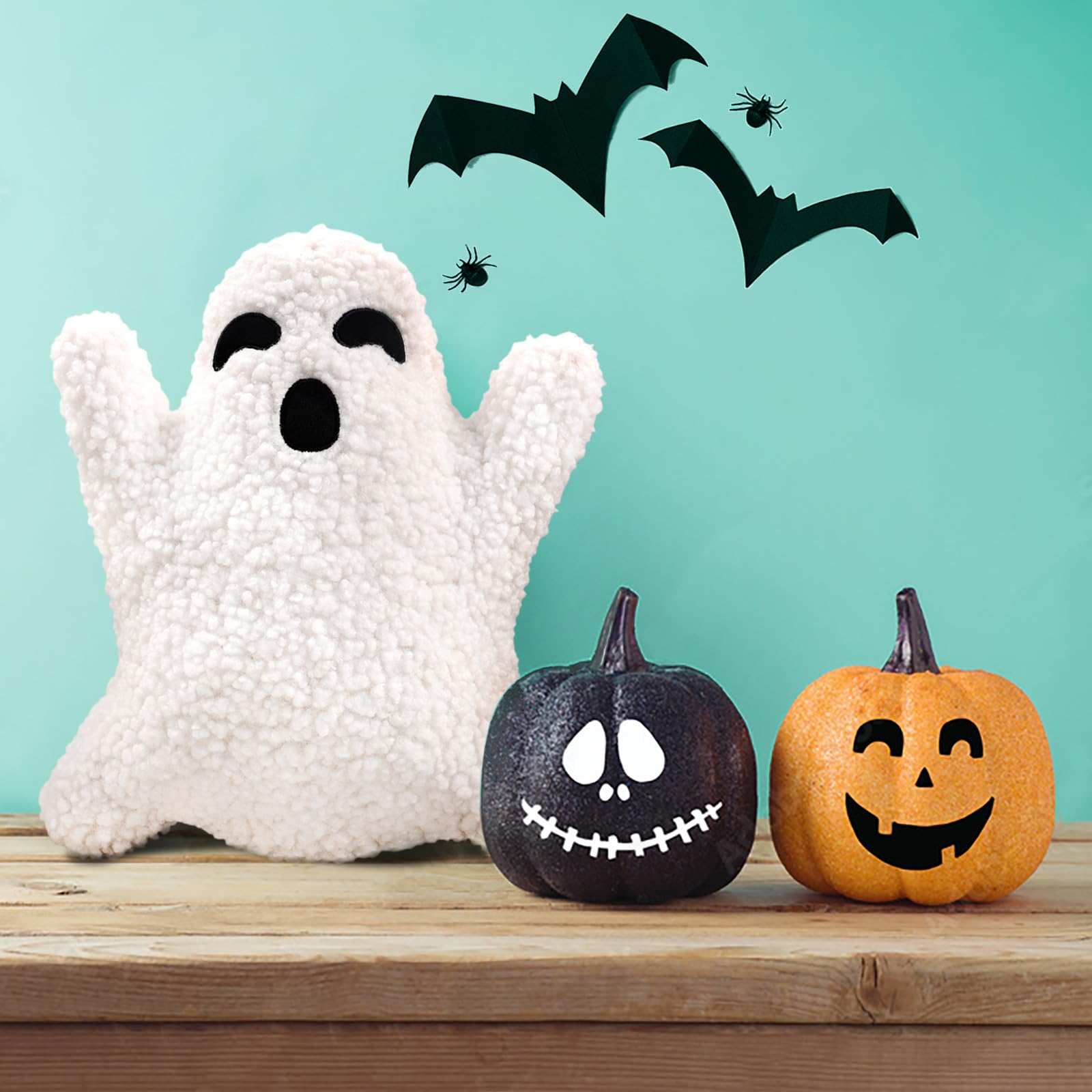 JISEN Ghost Pillow Halloween Pillows Halloween Throw Pillows Ghost Decorative Spooky Pillow Cute Stuffed Ghost Shaped Plush Pillow for Home Decor Couch Halloween Party