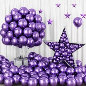 metallic purple balloons, 100 packs 5 inches chrome purple latex balloons small purple balloons purple party decoration for girls women birthday baby shower wedding graduation butterfly theme party