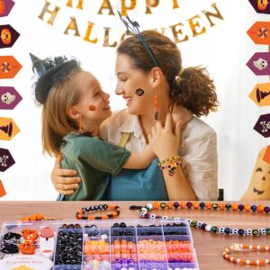 Goldwise Halloween Friendship Bracelet Kit,1 Box Halloween Beads and Black Letter Beads (A-Z) for Jewelry Making, Varieties of Halloween Charms Jewelry Making，DIY Crafts for Gifts Party Favors