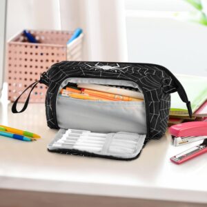 Fisyme Spider Web Halloween Pencil Case Large Capacity Pencil Pouch Pen Bags Box Big Makeup Pencil Case Organizer