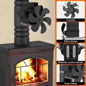 S USECRET Upgrade Magnetic 6-Blade Heat Powered Wood Stove Fan, for Chimneys and Pipes,Efficient Heat Circulation,Increases More Warm Air than 4 Blade Fan,Suitable for Wood/Log Burner/Fireplace