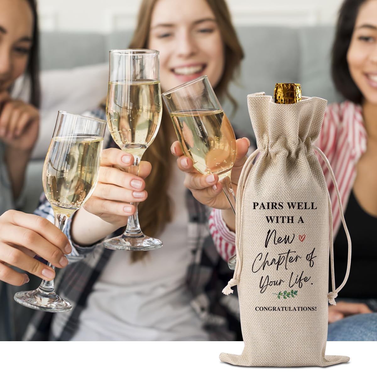 Going Away Gifts for Friends Leaving Away Farewell Retirement Gifts for Women Coworkers New Beginning New Business Owner Gifts for Women Men Pairs Well With A New Chapter of Your Life Wine Bag