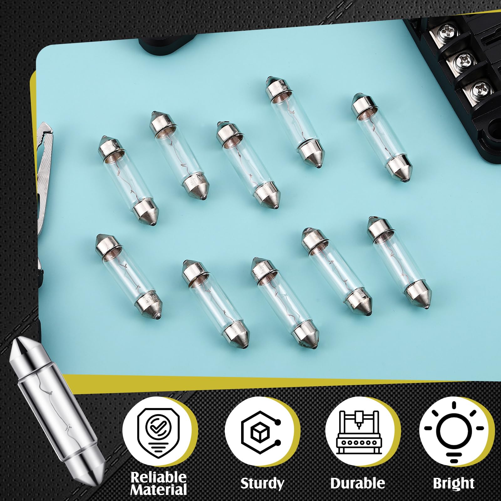 Rossesay 10 Pcs Xenon Festoon Light Bulb 12 Volt Xenon Bulb 39mm Under Cabinet Light Bulbs for Counter Lighting and Under Cabinet Lighting in Kitchen (10, Watts)