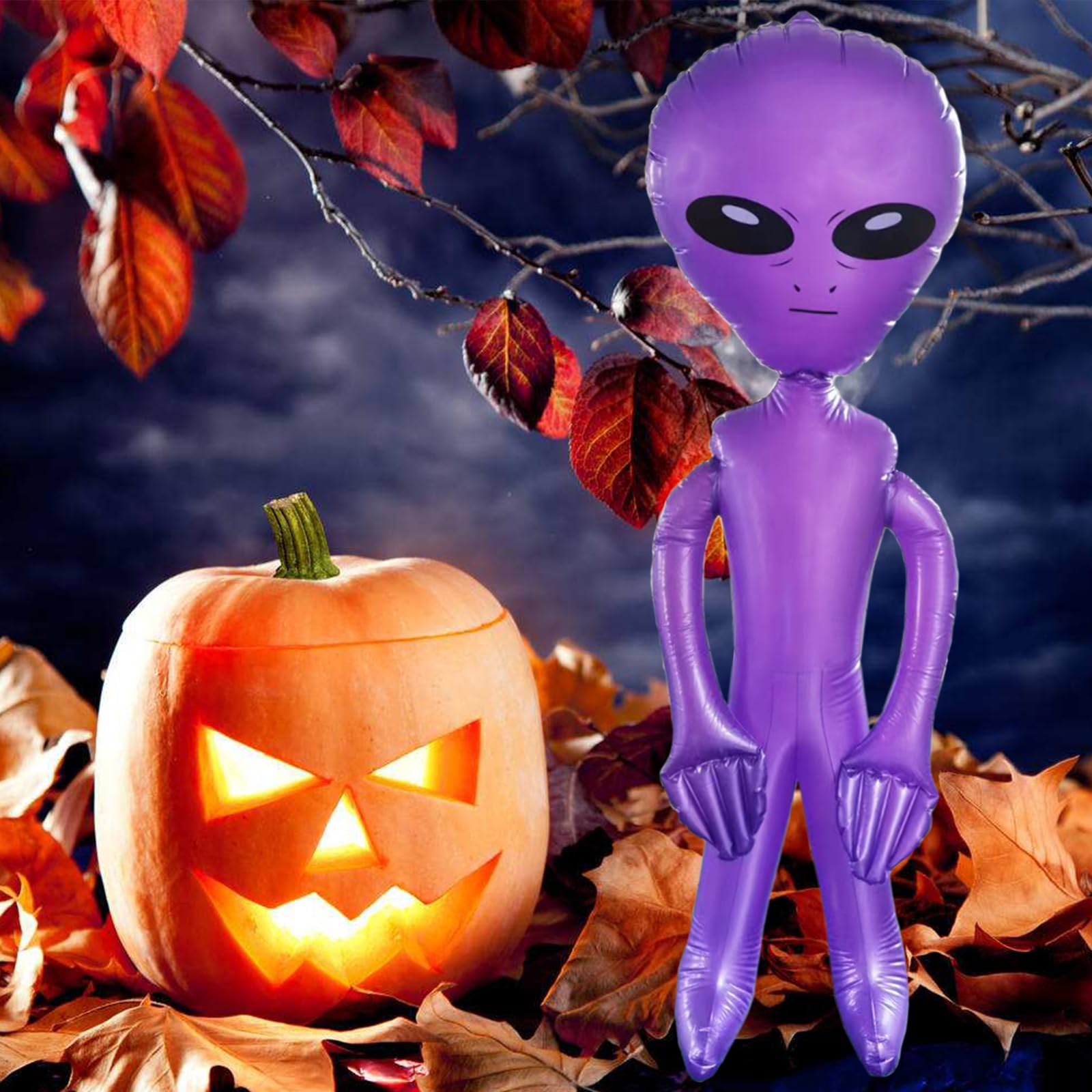 ZCMG 2 Pcs Halloween Inflatable Alien 35.4 Inch Jumbo Inflatable Blow Up Alien Toy Decorations for Birthday Baby Shower Summer Beach Pool Holiday Festival Carnival Alien Theme Party Supplies Purple