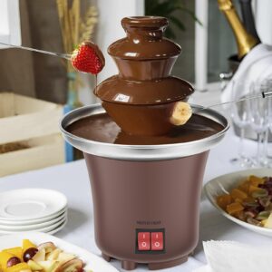 Electric Chocolate Fondue Fountain Machine, 3-Tier Chocolate and Cheese Melting Fountain with 10oz Capacity, Stainless Steel Mini Chocolate Fountain for Parties, Weddings, Birthdays, and Events