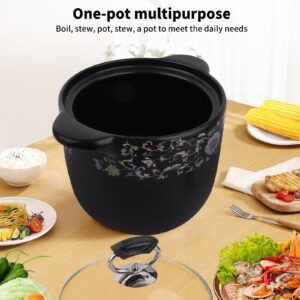 Stock Pot with Lid 5 Quart Cooking Pot Ceramic Soup Pot Ename Pots Used for Gas Cookers and Ovens Large Pot, PFAS-Free Kitchen Stockpot