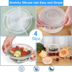 12PCS Silicone Stretch Lids for Food Storage, 6 Specifications of Reusable Silicone Bowl Cover, Suitable for Various Food Containers, High and Low Temperature Scenarios (Microwave Ovens, Freezers)