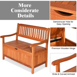 Toolsempire Outdoor Storage Bench, Wooden Bench with Storage, Removable Lining & Portable Handles, Patio Storage Bench Dech Bench for Outdoor, Garden, Balcony & Porch