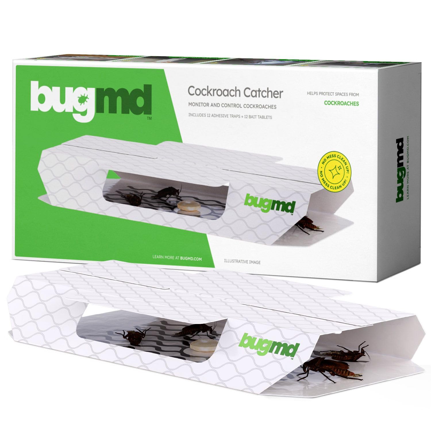 BugMD Indoor Cockroach Killer & Roach Trap - Sticky Insect, Spider, Cricket Control for Home - Glue Traps Pest Defense, 12 Pack Sticky Bug Solution