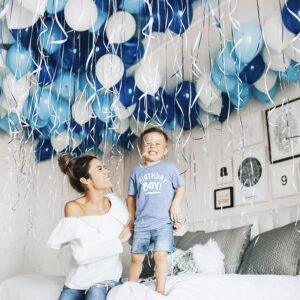 OHugs Blue Balloons Set of 65pcs Includes 12 Inch Navy Blue, Baby Blue, Metallic Blue, Pearl Blue Party Balloons for Birthday, Baby Shower, Engagement, Wedding, Gender Reveal, Party Decorations