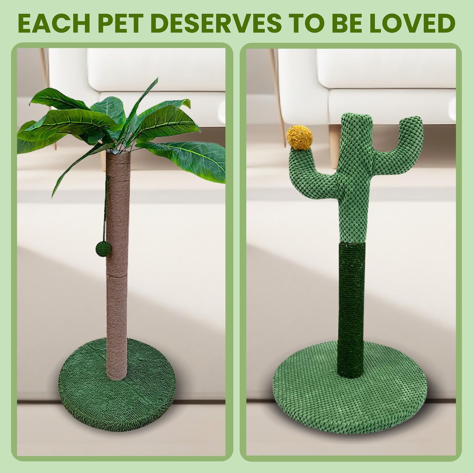 MAMONI Cactus Tree Cat Scratching Post for Indoor Cats, 33" Tall Cat Scratching Post with Sisal Rope for Cats Claw Scratcher, Cute Premium Kitten Scratching Post