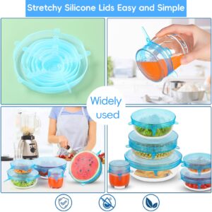 12PCS Silicone Stretch Lids for Food Storage, 6 Specifications of Reusable Silicone Bowl Cover, Suitable for Various Food Containers, High and Low Temperature Scenarios (Microwave Ovens, Freezers)