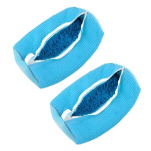 sodvoimos shoe cleaning bag,shoe washing bag for washing machine,laundry bag for shoes,fluffy fibers 360° wrap-around cleaning,reusable washer shoe bag for all shoe types and sizes (blue 2pcs)