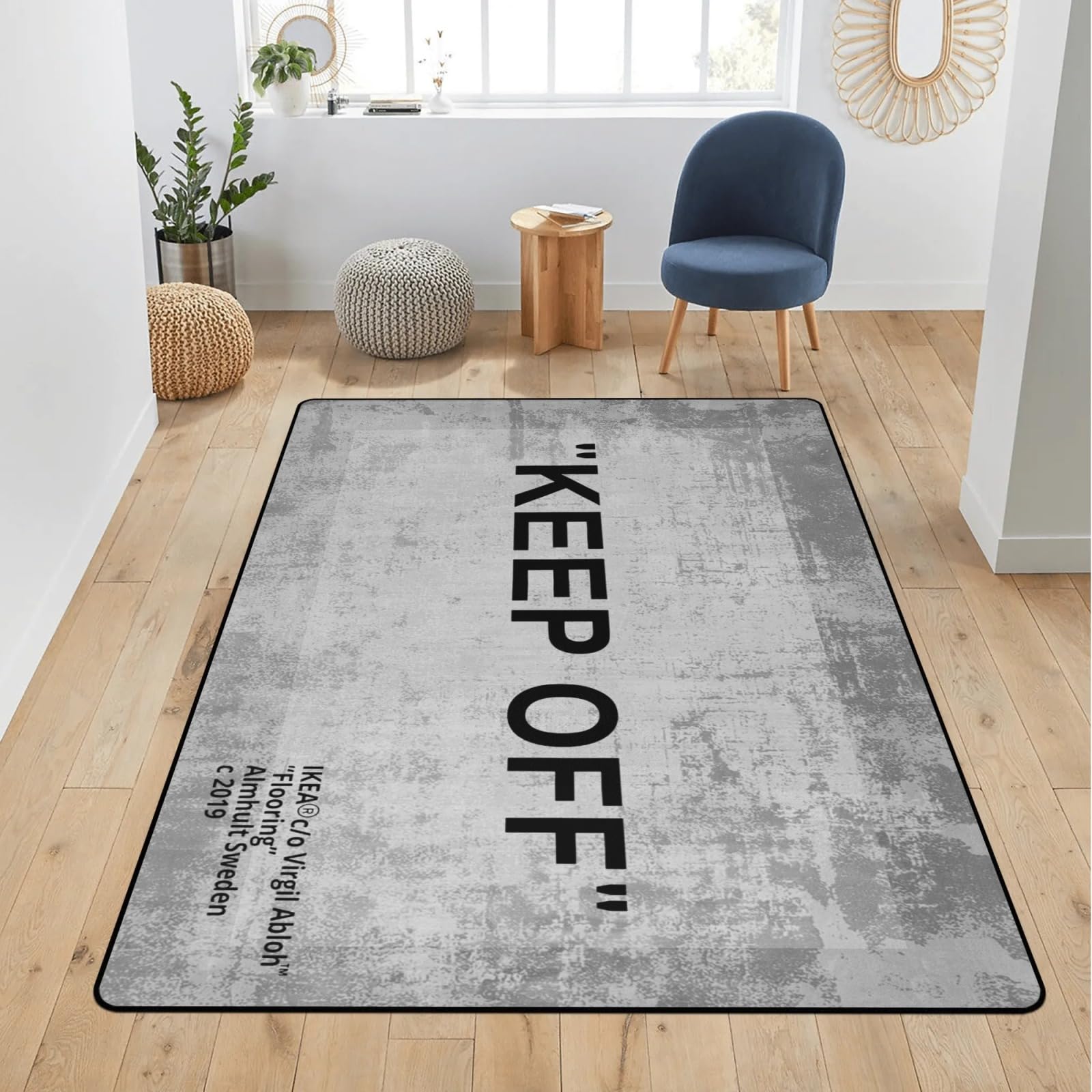 ZTFGZSXG Keep Off Area Rugs Grey 3D Printed Modern Large Carpet Non-Slip Floor Mat Rugs for Bedroom Livingroom Playroom Home Decor Mat 16"" x 24""