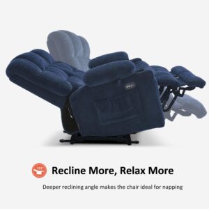 MCombo 57" Power Loveseat Recliner, Electric Reclining Loveseat Sofa with Heat and Vibration, Cupholders, USB Charge Ports for Living Room RS6314 (Navy Blue)