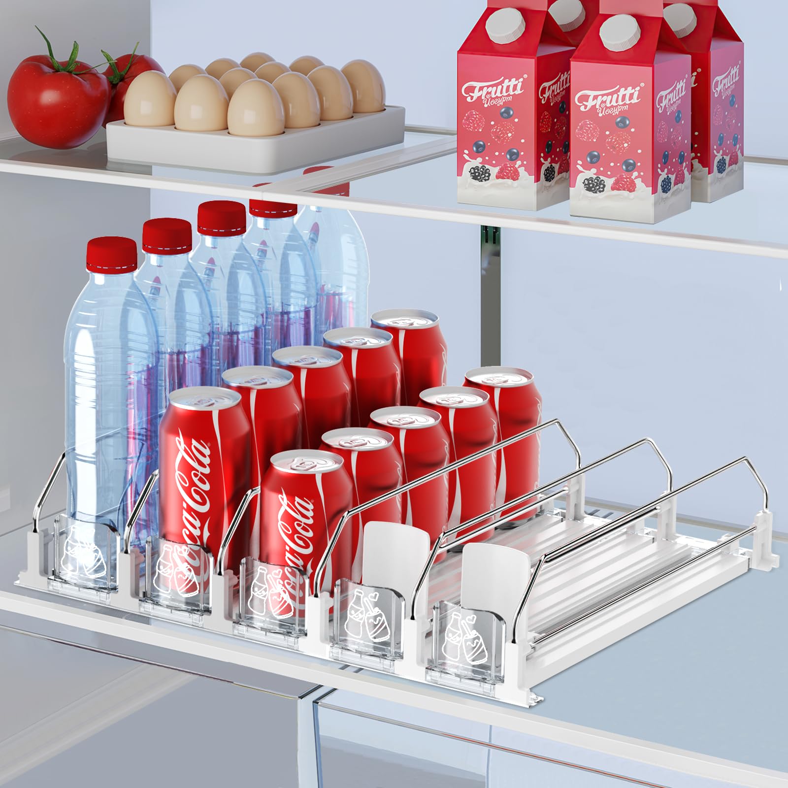 IBORING Drink Organizer for Fridge,Self Pushing Fridge Drink Organizer,Automatic Drink Dispenser for Fridge-Holds up to 25 Cans