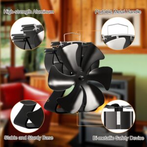 VODA Wood Stove Fan 6 Blades Heat Powered Fans Newly Designed Fireplace Fans for Wood Burning Stoves Eco Fans for Log Burner Fireplaces