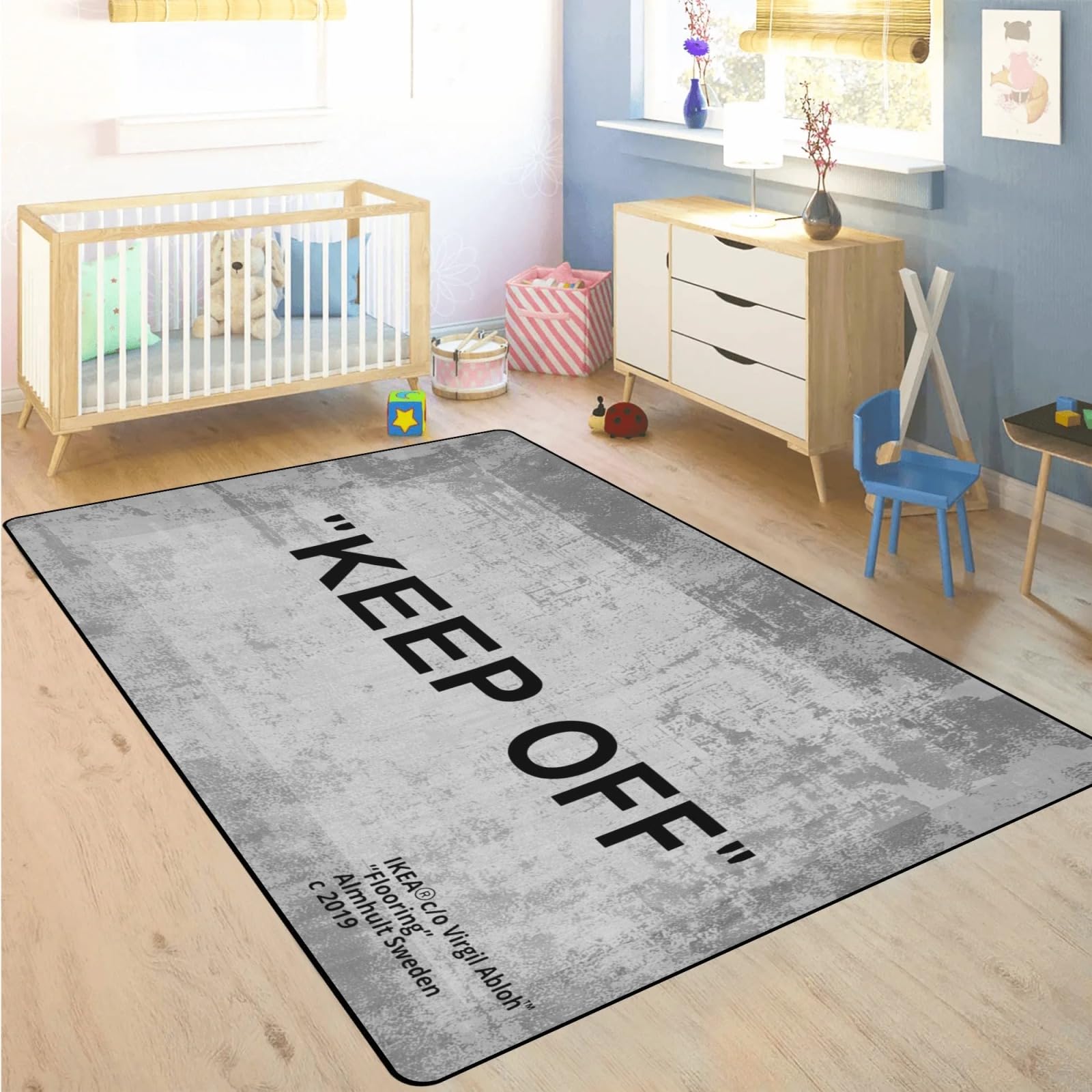 ZTFGZSXG Keep Off Area Rugs Grey 3D Printed Modern Large Carpet Non-Slip Floor Mat Rugs for Bedroom Livingroom Playroom Home Decor Mat 16"" x 24""