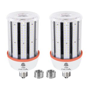 1000w equivalent led corn light bulbs, 15000 lumen led corn bulb 100w 5000k daylight white lamp,e26/e39 medium mogul base,2-pack large area lights for outdoor indoor warehouse garage high bay lighting