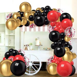 red black gold balloon garland arch kit,128pcs red black gold confetti balloon arch kit for birthday graduation new year wedding anniversary baby shower casino theme christmas party decorations