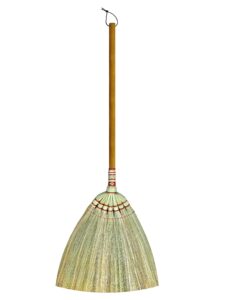 asian broom 46 inch - straw soft broom - long handle broomstick for cleaning, decoration, wedding-natural whisk broom for house, garage, office,kitchen - indoor grass broom