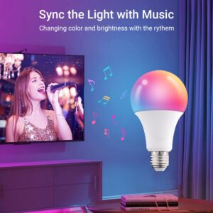 (2 Qty) 10W LED Smart Light Bulb, Alexa Compatible Echo Light Bulb, Tuya Smart Life App, Music Mode, Brightness Adjustment, RGB Color Changing light bulb, Smart Indoor Bulbs That Work with Alexa