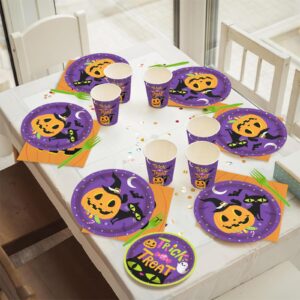 AGoooodySet 120pcs Halloween Party Supplies Trick Or Treat Plates Napkins Paper Cups Green Disposable Forks Tableware Set Halloween Party Supplies Sever 24 Guests