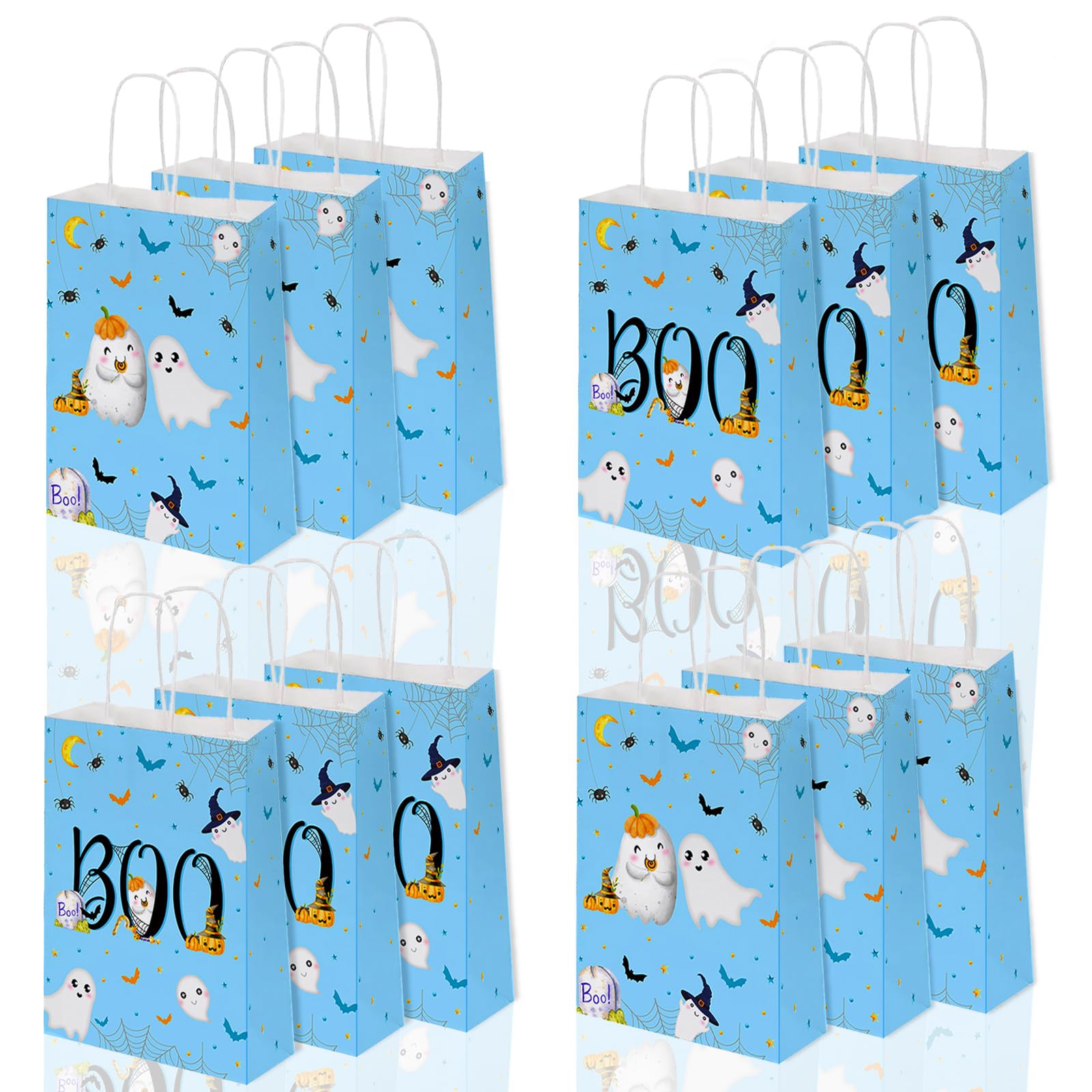 MEHOFOND Halloween Party Gifts Bags Little Boo Gift Bags Blue Halloween Candy Bags Treat Bags Boo Theme Birthday Baby Shower Party Supplies for Boys Halloween Party Favors 24 Pcs