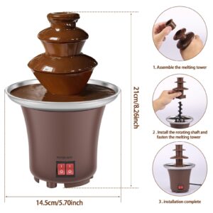 Electric Chocolate Fondue Fountain Machine, 3-Tier Chocolate and Cheese Melting Fountain with 10oz Capacity, Stainless Steel Mini Chocolate Fountain for Parties, Weddings, Birthdays, and Events