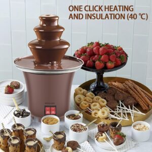 Electric Chocolate Fondue Fountain Machine, 3-Tier Chocolate and Cheese Melting Fountain with 10oz Capacity, Stainless Steel Mini Chocolate Fountain for Parties, Weddings, Birthdays, and Events