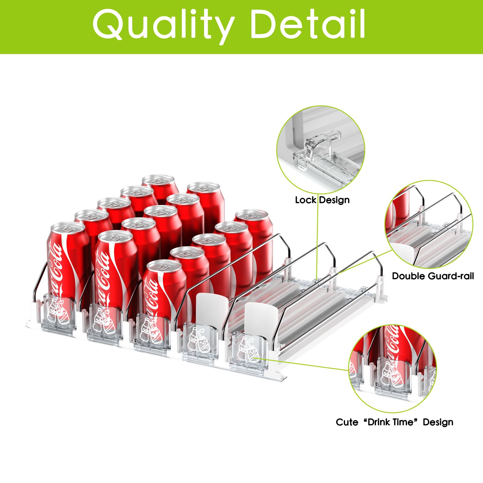 IBORING Drink Organizer for Fridge,Self Pushing Fridge Drink Organizer,Automatic Drink Dispenser for Fridge-Holds up to 25 Cans