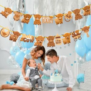 Highland Cow Baby Shower Banners 2Pcs Holy Cow Baby Shower Decorations Highland Cow Party Cutout Banners Oh Baby Party Decorations for Cow Cattle Baby Shower Birthday Party Supplies