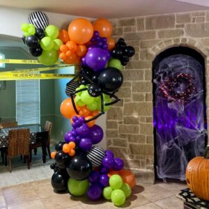 Halloween Party Balloons Decorations, 60PCS 12 Inch Black Orange Purple Green Balloons for Kids Halloween Birthday Bachelorette Party Decorations Supplies