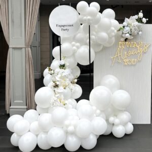 110pcs White Balloons 12 Inch White Latex Balloon Garland Arch Kit for Birthday Baby Shower Wedding Anniversary Graduation Party Decorations