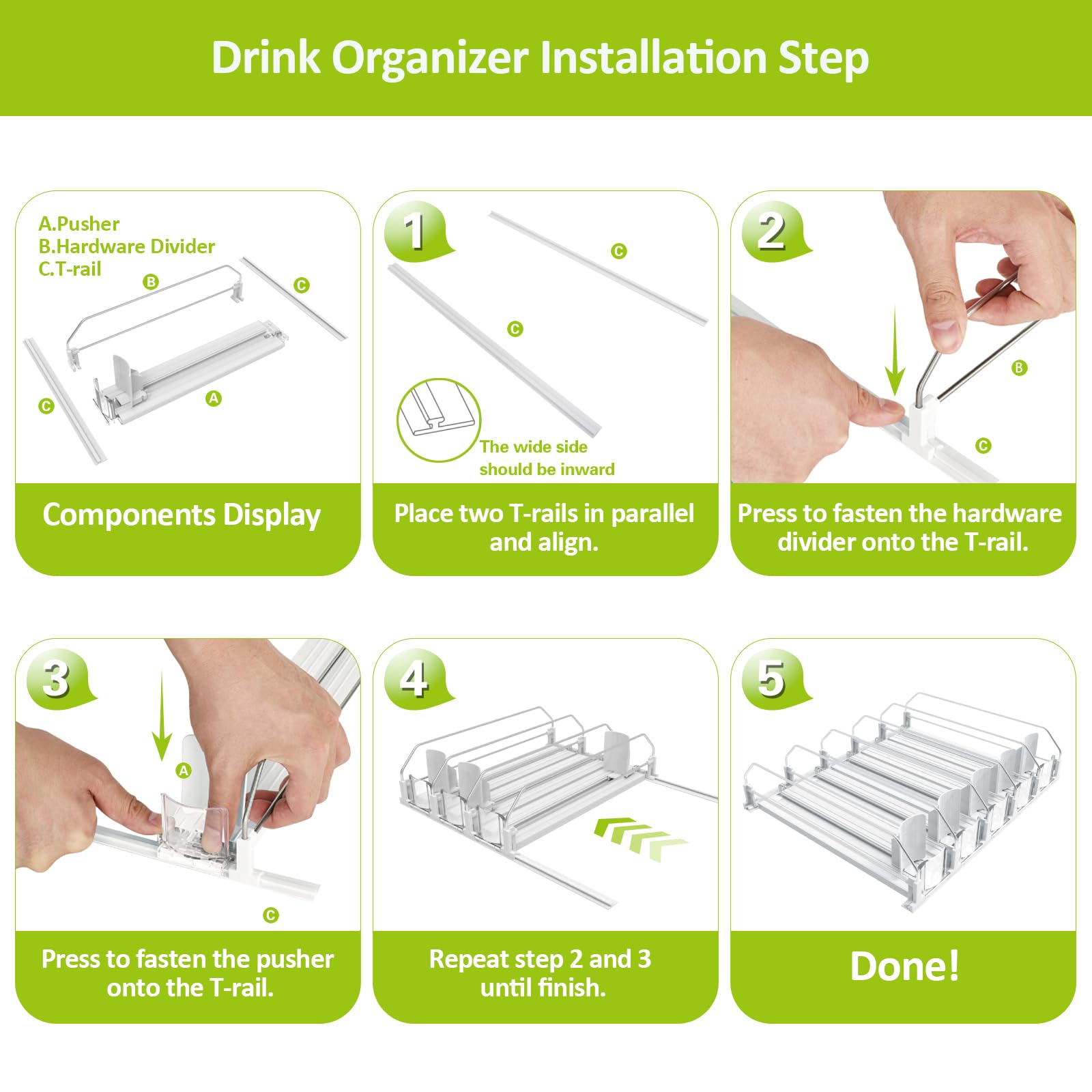 IBORING Drink Organizer for Fridge,Self Pushing Fridge Drink Organizer,Automatic Drink Dispenser for Fridge-Holds up to 25 Cans