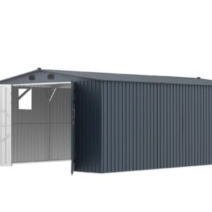 Large Metal Outdoor Storage Shed 13x20 Feet, with 1 Openable Window, 2 Doors, and 4 Ventilation Openings for A Large Metal Garage Shed for Cars, Trucks, Bicycles, Trash Cans, Tools, and Lawn Mowers