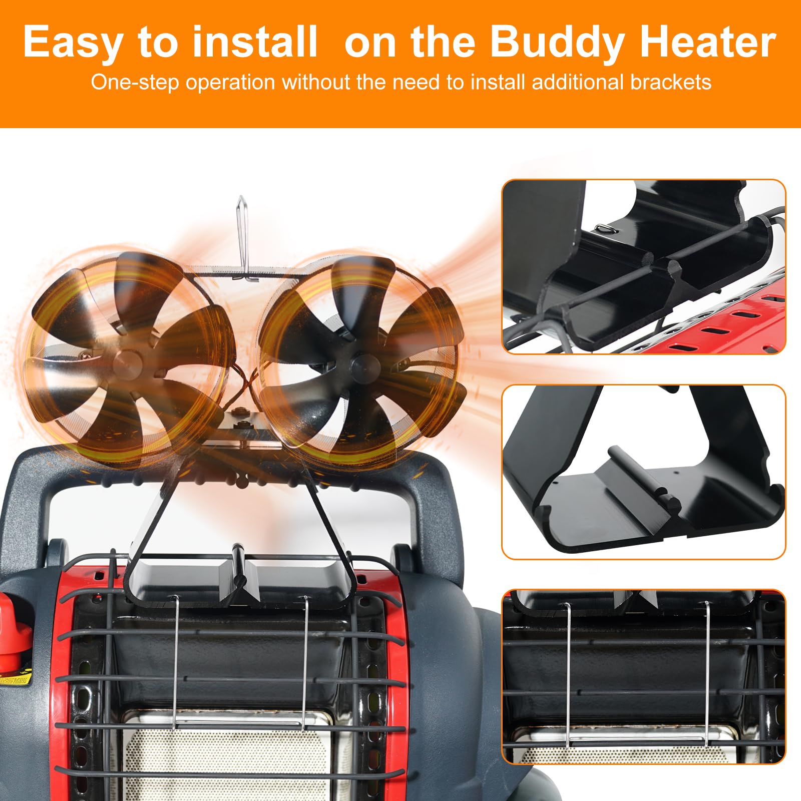 S USECRET Upgrade 12-Blade Fireplace Fan Heat Powered Wood Stove Fan for for Buddy Heater Wood/Log Burner, Better Efficient Heat Circulation, Increases 80% Warm Air