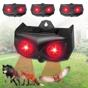 4 Pack Upgraded Solar Nocturnal Animal Repeller,Outdoor Animal Repellent Device with Night Lights for Chicken Coop,Farm,Coyote Deterrent for Fox,Skunk,Raccoon etc. AR17SPro